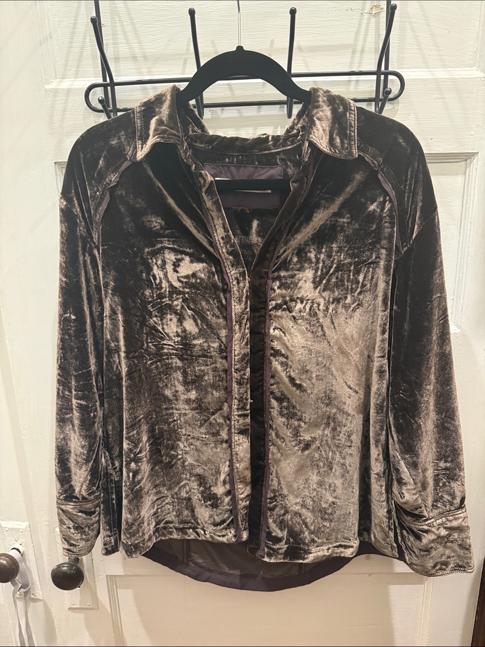 We The Free Velvet Button-Down Shirt Jacket - Brown